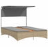vidaXL Doppel-Sonnenliege mit Dach und Auflagen Beige Polyrattan 136 x 202 x 140 cm (365623)