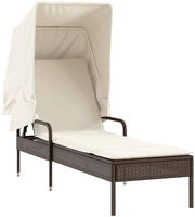 vidaXL Sonnenliege mit Dach Braun Poly Rattan
