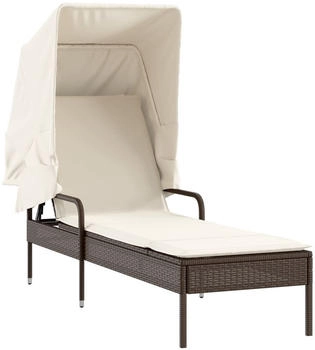 vidaXL Sonnenliege mit Dach Braun Polyrattan (368189)