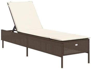 vidaXL Sonnenliege mit Auflage Braun Polyrattan 198 x 55 x 39/50/62/75/88/97 cm (4002720)