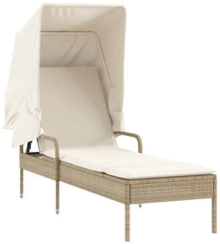 vidaXL Sonnenliege mit Dach Beige Polyrattan (368192)