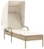 vidaXL Sonnenliege mit Dach Beige Polyrattan (368192)