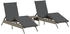 vidaXL Sonnenliegen 2 Stk. mit Tisch Grau Polyrattan 170/200 x 59 x 26/50/64/75/85 cm (4002712)