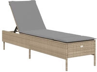 vidaXL Sonnenliege mit Auflage Beige Poly Rattan