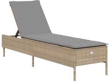 vidaXL Sonnenliege mit Auflage Beige Polyrattan 198 x 55 x 39/50/62/75/88/97 cm (4002722)