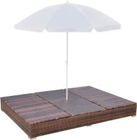 vidaXL Outdoor-Loungebett mit Sonnenschirm Poly Rattan Braun