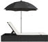 vidaXL Doppel-Sonnenliege mit Kissen&Sonnenschirm Schwarz Polyrattan (368081)