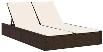 vidaXL Doppel-Sonnenliege mit Auflagen Braun Polyrattan 123 x 200 x 28/46/61/72 cm (368629)