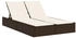 vidaXL Doppel-Sonnenliege mit Auflagen Braun Polyrattan 123 x 200 x 28/46/61/72 cm (368629)