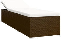 vidaXL Sonnenliege mit Auflage und Teetisch Poly Rattan Braun