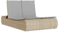 vidaXL Doppel-Sonnenliege mit Auflagen Beige Poly Rattan