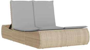vidaXL Doppel-Sonnenliege mit Auflagen Beige Polyrattan 110 x 200 x 75 cm (368093)