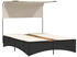 vidaXL Doppel-Sonnenliege mit Dach und Auflagen Schwarz Polyrattan 136 x 202 x 140 cm (365621)
