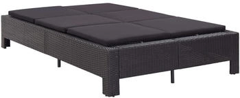 vidaXL 2-Personen-Sonnenliege mit Auflage Poly Rattan Schwarz (46241)