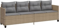 vidaXL Sonnenliege mit Kissen Beige Poly Rattan