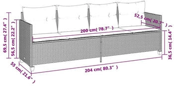 vidaXL Sonnenliege mit Kissen Poly Rattan Beige (368330)