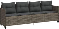 vidaXL Sonnenliege mit Kissen Grau Poly Rattan