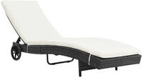 vidaXL Sonnenliegen 2 Stk. mit Rollen und Auflagen Poly Rattan Schwarz