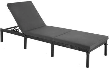 Songmics Sonnenliege mit Auflage 59x198x28 cm Metall schwarz (GCB27GYV1)