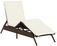 vidaXL Sonnenliege mit Auflage Braun Poly Rattan