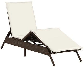 vidaXL Sonnenliege mit Auflage Braun Poly Rattan