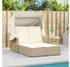 vidaXL Doppel-Sonnenliege mit Dach und Auflagen Beige Poly Rattan