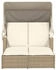 vidaXL Doppel-Sonnenliege mit Dach und Auflagen Beige Poly Rattan
