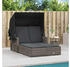 vidaXL Doppel-Sonnenliege mit Dach und Auflagen Grau Poly Rattan