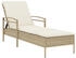 vidaXL Sonnenliege mit Auflage Beige 63x200x81 cm Poly Rattan