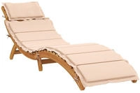 vidaXL | Sonnenliege | mit Kissen beige 55 x 184 x 64cm Massivholz Akazie