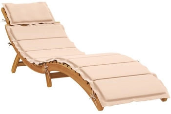 vidaXL Sonnenliege mit Auflage Beige Massivholz Akazie