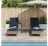 vidaXL Sonnenliege Set aus 3 Grau und marineblau PE-Rattan Metall