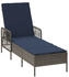 vidaXL Sonnenliege Set aus 3 Grau und marineblau PE-Rattan Metall