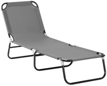 Outsunny Gartenliege Sonnenliege Balkonliege zusammenklappbar Campingliege 1 St. Liegestuhl für Garten Balkon Stahl Grau 188 x 56 x 28cm