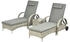 Outsunny Gartenliege Tisch 3er-Set Gartenmöbel Polyrattan+Metall Grau Liege 3 St. Sonnenliege Modern Stabil Praktisch Witterungsbeständig
