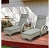 Outsunny Gartenliege Tisch 3er-Set Gartenmöbel Polyrattan+Metall Grau Liege 3 St. Sonnenliege Modern Stabil Praktisch Witterungsbeständig