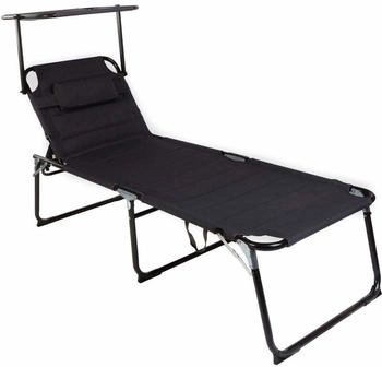 Mojawo Sonnenliege Schwarz mit Dach 200x70cm