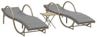 vidaXL Sonnenliegen 2 Stk. mit Tisch Beige Poly Rattan