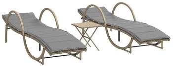 vidaXL Gartenliege Sonnenliegen 2 Stk. mit Tisch Beige 2 .