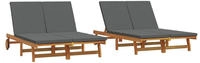 Vidaxl - Sonnenliege Mit Kissen Braun 125 X 200 X 84cm Massivholz Akazie