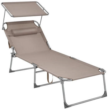 Songmics Liegestuhl 200x71x38cm taupe