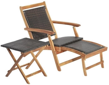 Costway Gartenliege klappbar rattan mit Tisch&Fußstütze