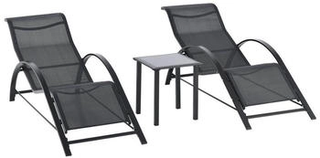 Outsunny Sonnenliege-Set mit Tisch schwarz