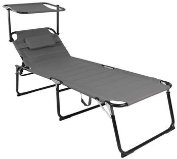 Mojawo Gartenliege Grau gepolstert mit Sonnendach 200x70cm