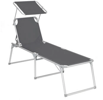 Songmics Liegestuhl 65x200x48cm dunkelgrau