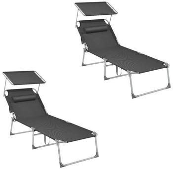 Songmics Liegestuhl 200x71x38cm Anthrazit (2Stk.)