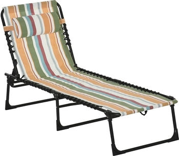 Outsunny Sonnenliege klappbar Gartenliege Liegestuhl wetterfeste Campingliege Mehrfarbig (84B-206MX)