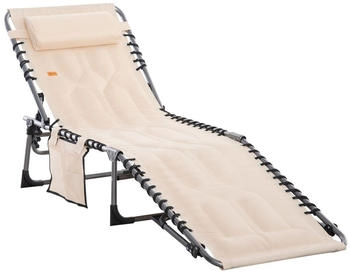 Outsunny Sonnenliege Beige Metall 57x30x188 cm Gartenm&ouml;bel (800001016988)