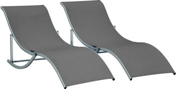 Outsunny Sonnenliege im 2er-Set Ergonomisch Dunkelgrau