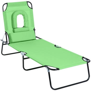 Outsunny Sonnenliege Grün Kunststoff 58x36x187 cm Gartenmöbel (DE84B-002GN0431)